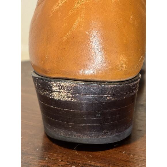 Vintage Nocona Boots Men 8.5 B Brown Leather Western Cowboy USA Made A966 main image 6